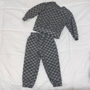 Gray Checkered Sweater and Pants Set